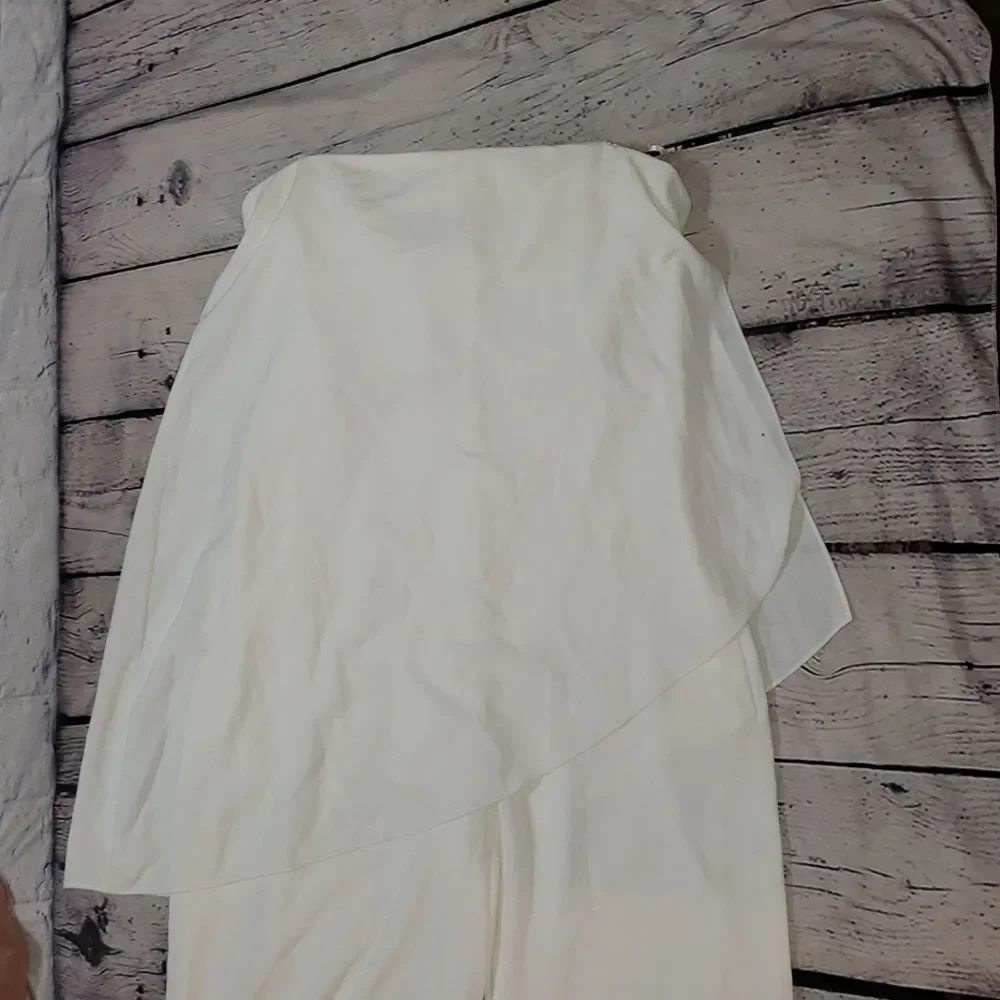 White Flowy Halston Heritage Strapless Jumpsuit - 2 - Picture 8 of 14